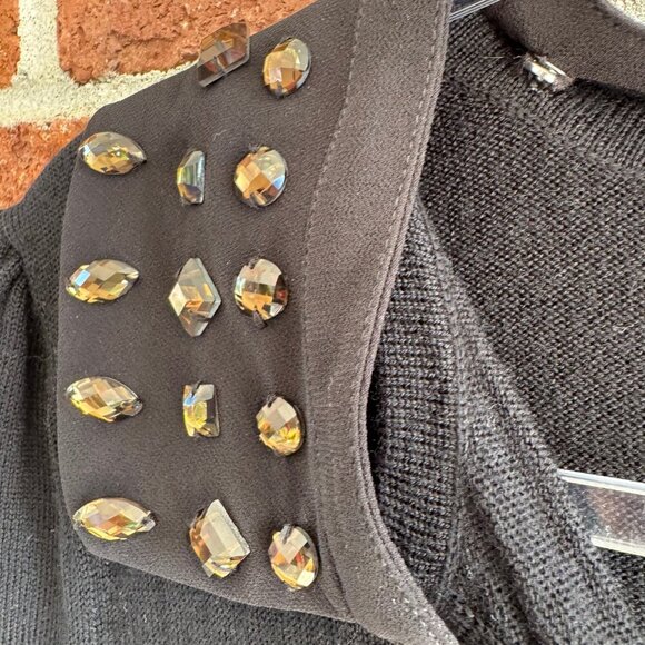 C. Wonder Black Merino Wool Knit Dress w/ Detachable Jeweled Collar | Size L - Picture 2 of 8